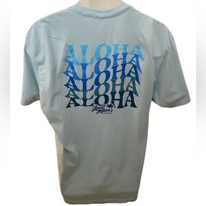 LOCAL MOTION Aloha Light Blue Surf Tee Shirt Men XL